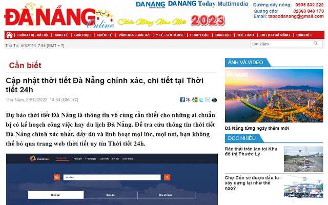 [Báo Đà Nẵng] Tra cứu dự báo thời tiết Đà Nẵng uy tín nhất  