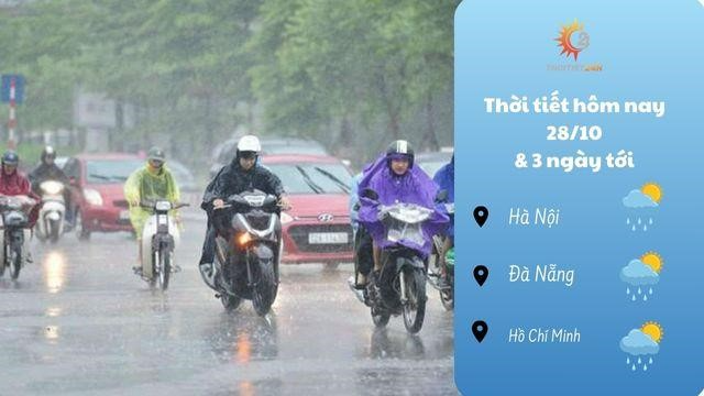 Dự báo thời tiết cuối tuần 28-29/10: miền Bắc đón không khí lạnh, có mưa rào và dông