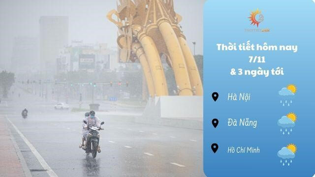 Dự báo thời tiết 7/11 & 3 ngày tới: Không khí lạnh áp sát biên giới phía Bắc, Bắc bộ mưa dông