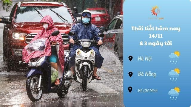 Dự báo thời tiết 14/11 & 3 ngày tới: Miền Bắc mưa rét lạnh nhất từ đầu mùa, Trung bộ mưa to