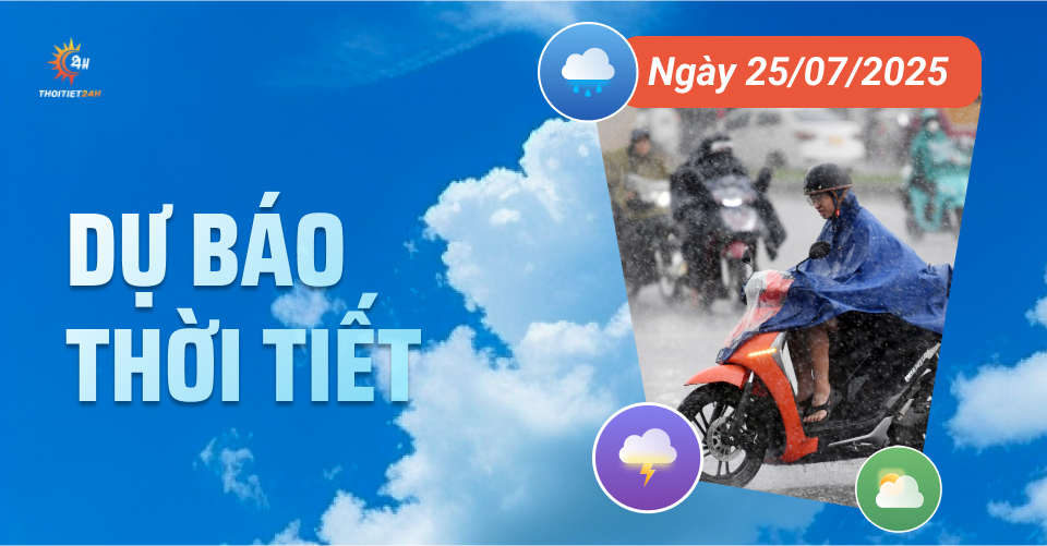 Dự báo thời tiết ngày 25/7/2025: Miền Bắc tiếp tục mưa to, cảnh báo ngập úng
