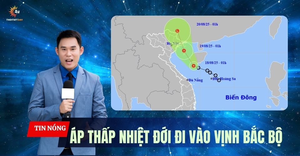 Chiều nay áp thấp nhiệt đới đi vào Vịnh Bắc Bộ, nhiều nới bị ảnh hưởng