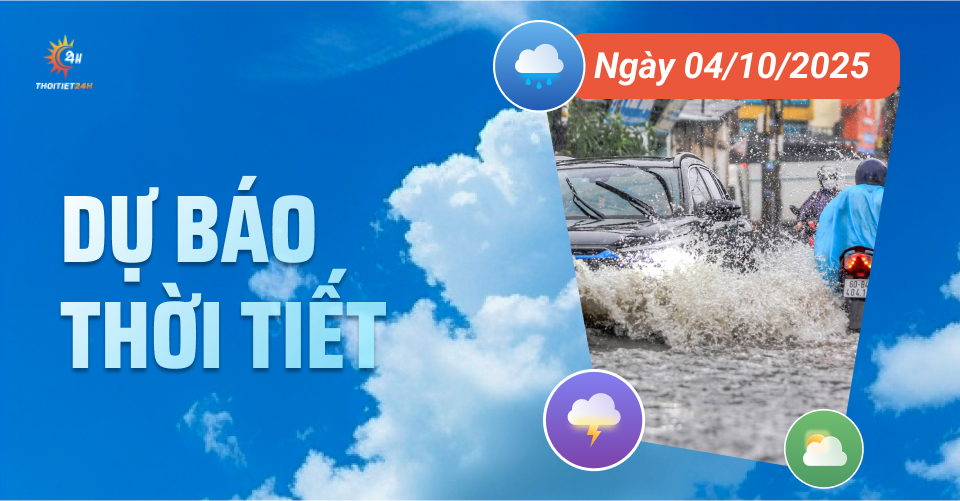 Dự báo thời tiết ngày 4/10/2025: Nhiều mây,  mưa rào và rải rác dông