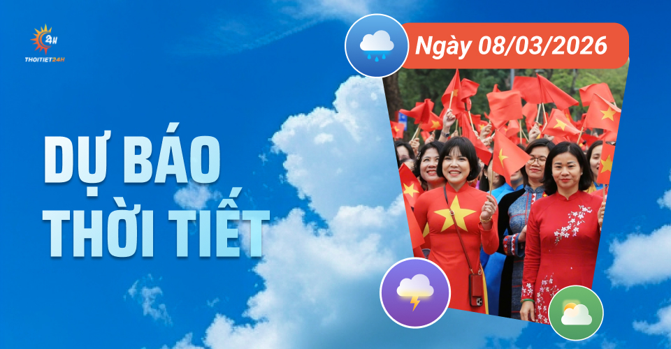 Dự báo thời tiết ngày 8/3/2026: Bắc Bộ và Bắc Trung Bộ mưa rào rải rác
