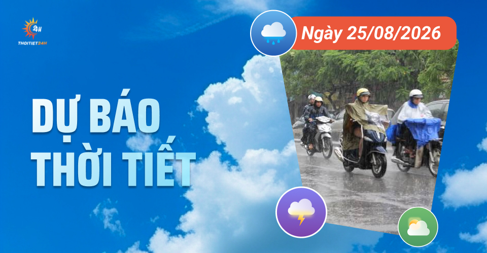 Dự báo thời tiết ngày 25/8/2026: Bắc Bộ mưa lớn, nhiều nơi cảnh báo ngập úng