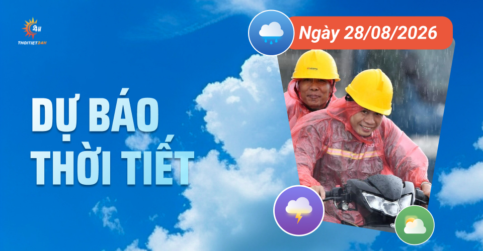 Dự báo thời tiết ngày 28/8/2026: Miền Bắc giảm mưa, trời hửng nắng
