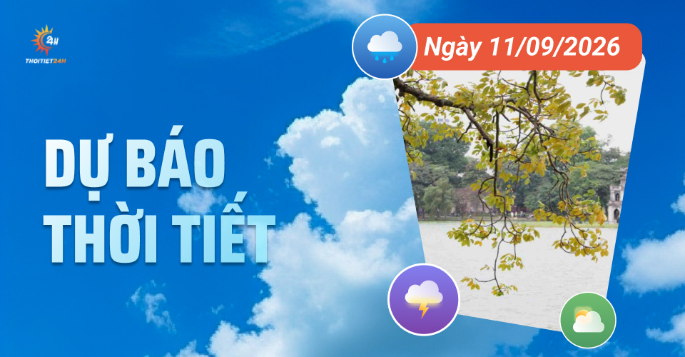 Dự báo thời tiết ngày 11/9/2026: Nhiều tỉnh thành đón mưa rào và dông