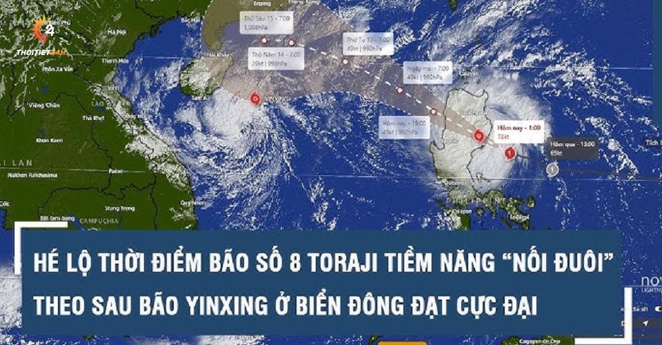 Bão số 8 (TORAJI) đổ bộ Biển Đông, tỉnh nào trong vòng nguy hiểm?