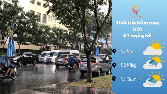 Dự báo thời tiết hôm nay 7/10/2024: Bắc Bộ tạnh ráo, Nam Bộ mưa dầm