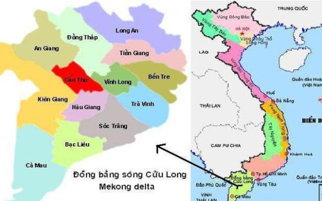 Vị trí địa lý vùng Đồng bằng sông Cửu Long