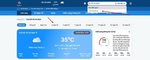 Tra cứu dự báo thời tiết ngày mai chính xác nhất tại ThoiTiet24h