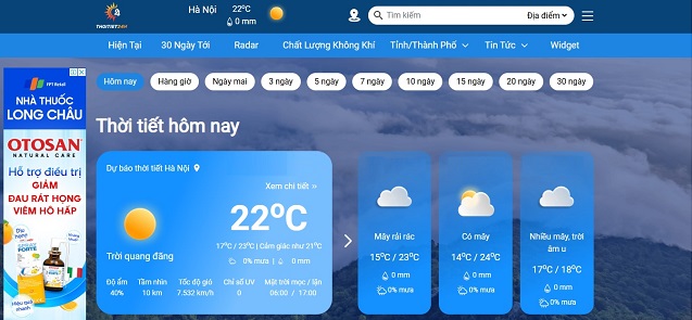 Tra cứu dự báo thời tiết Hà Nội tiện lợi, nhanh chóng tại Website ThoiTiet24h