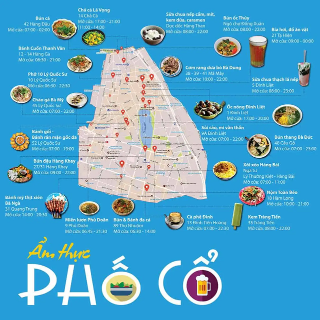 Bản đồ ẩm thực phố cổ Hà Nội (Nguồn ảnh:https://www.traveloka.com/)