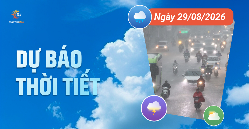 Dự báo thời tiết ngày 29/8/2026