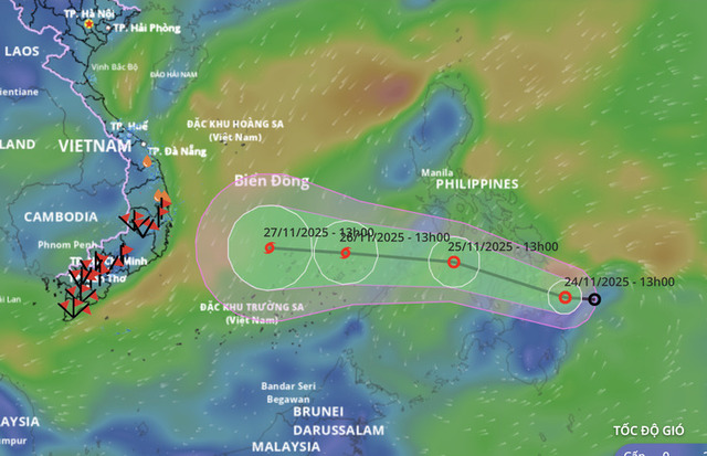 Dự báo hướng đi của bão số 15