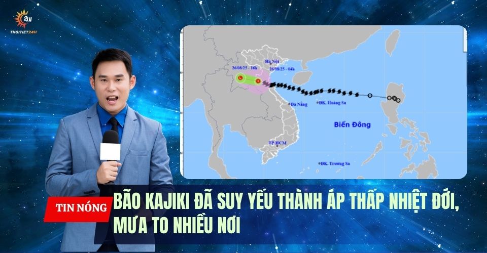 Bão Kajiki đã suy yếu thành áp thấp nhiệt đới