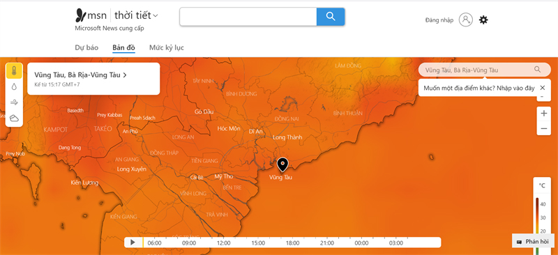 Dự báo thời tiết tại MSN 
