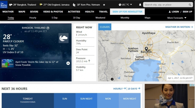 Trang web dự báo thời tiết Weather.com