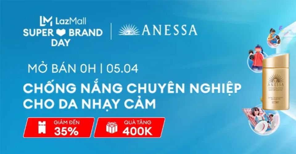 Các mức ưu đãi của Anessa tại Ngày hội làm đẹp Lazada