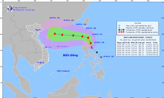 Dự báo bão YAGI di chuyển với tốc độ nhanh, tăng cường độ nhanh 