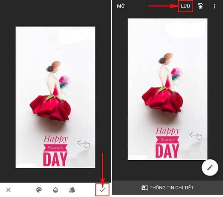 Thiết kế thiệp chúc mừng 8/3 online trên phần mềm Snapseed