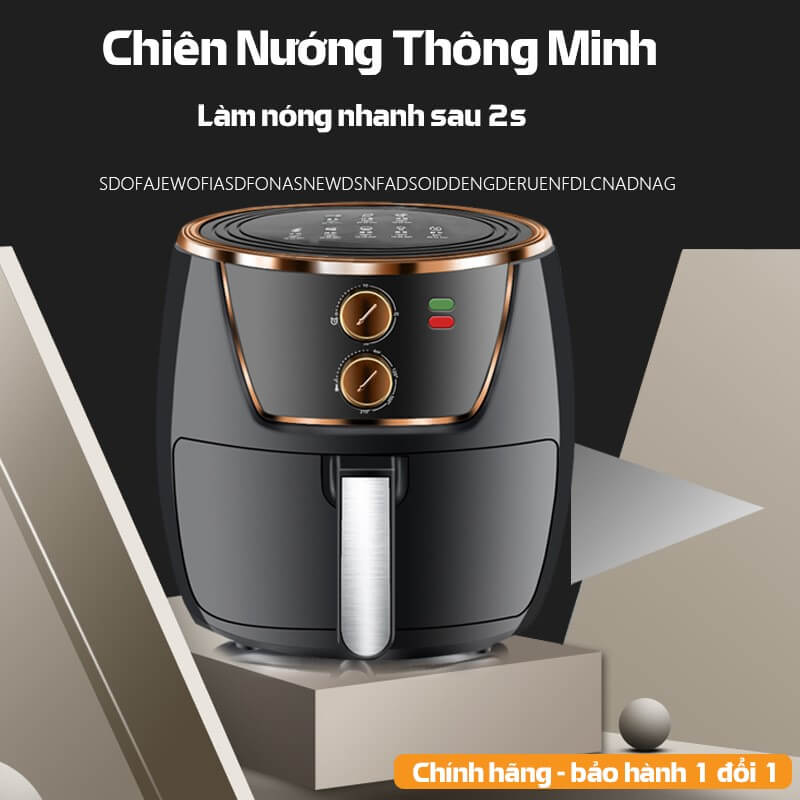 Thiết kế nồi chiên không dầu, chế độ chiên thông minh 