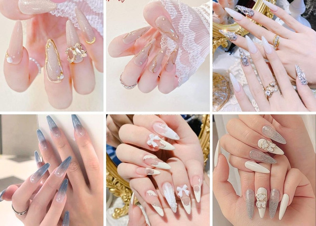 Nail nhọn tròn gam màu sắc đi biển