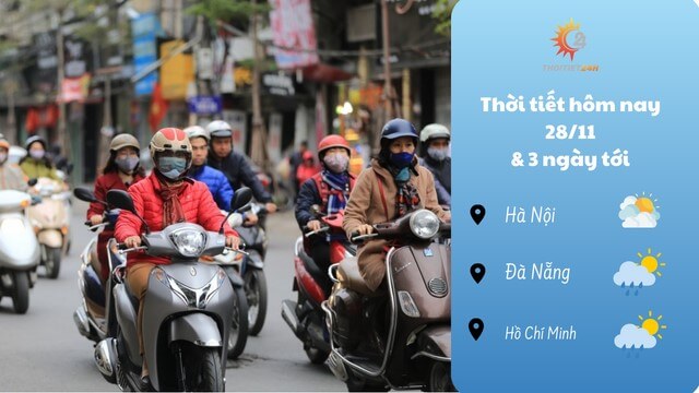 Cập nhật tin tức thời tiết hôm nay và 3 ngày tới