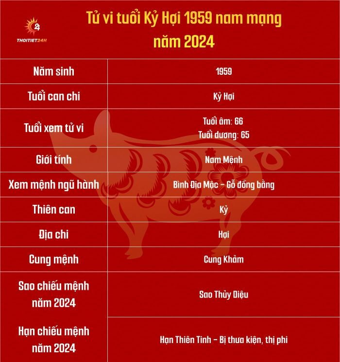 Tử vi tuổi Kỷ Hợi 1959 nam mạng năm 2024