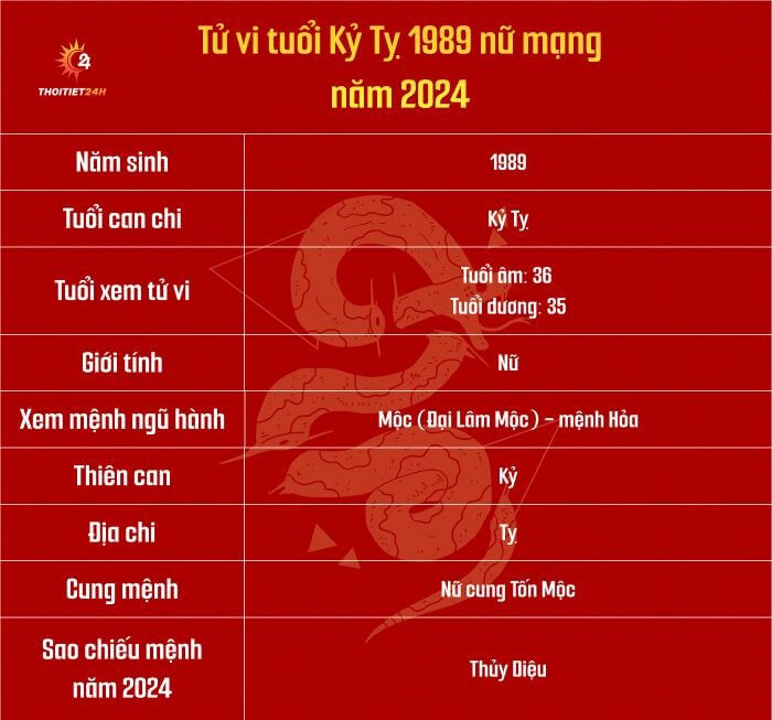 Tử vi tuổi Kỷ Tỵ 1989 nữ mạng năm 2024