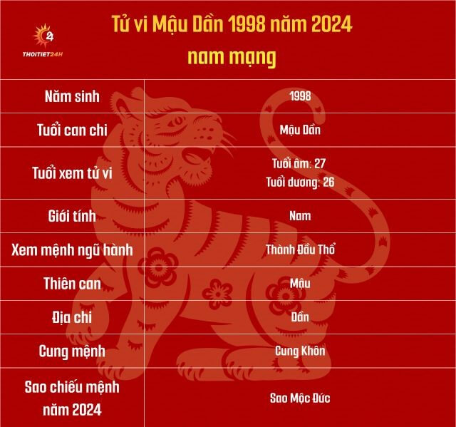 Tử vi Mậu Dần 1998 nam mạng năm 2024