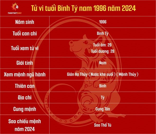 Tử vi tuổi Bính Tý 1996 nam mạng 