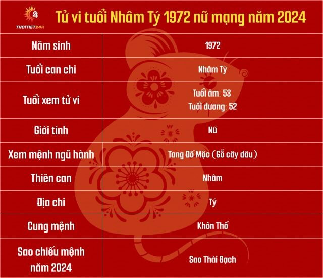 Tử vi tuổi Nhâm Tý nữ mạng năm 2024