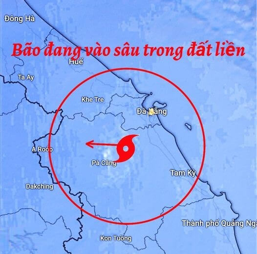 Bão Noru vào sâu đất liền 