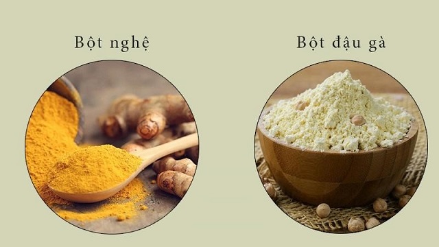 Bột nghệ với bột đậu gà 