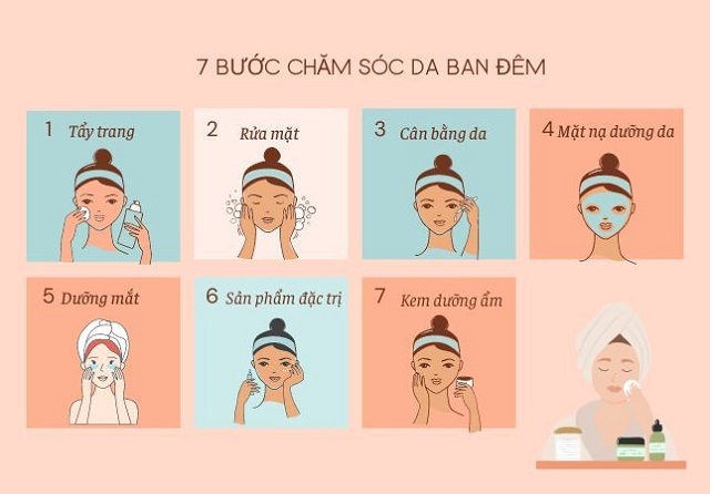 7 bươc chăm sóc da ban đêm 