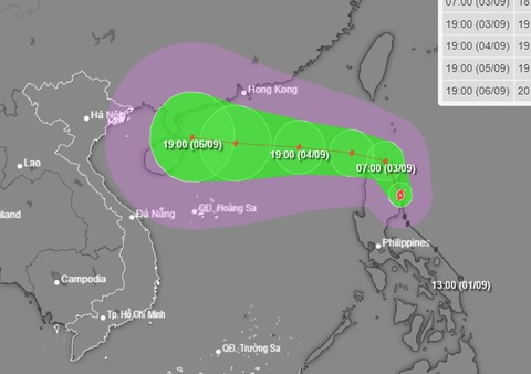 Dự báo hướng di chuyển bão YAGI - cơn bão số 3 