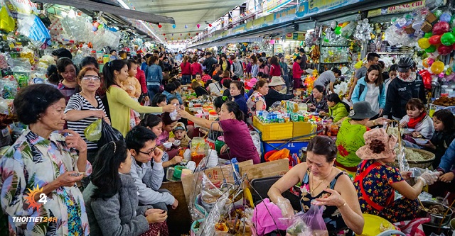 Không gian buôn bán ở chợ Cồn 