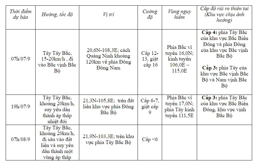 Dự báo hướng di chuyển của bão trong 48 - 72 giờ tới 