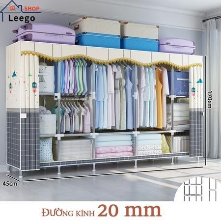 Leego 20 mm Tủ quần áo tủ vải đựng quần áo tủ quần áo sắt Khung thép không gỉ