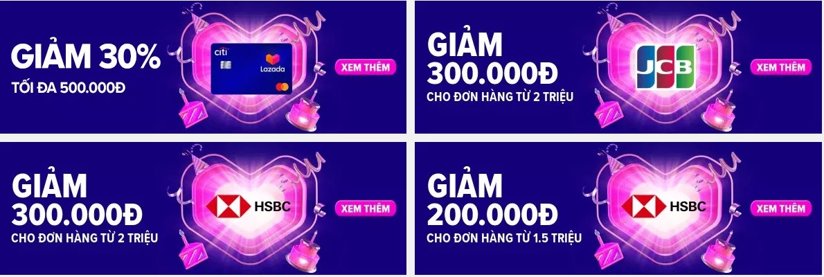 Cập nhật các mã giảm giá khi thanh toán qua nhiều hình thức khác nhau 