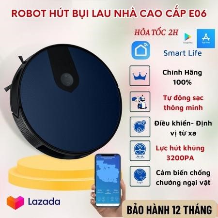 Robot hút bụi lau nhà Đức E06 Lau khô ướt Hộp nước riêng Sạc tự động