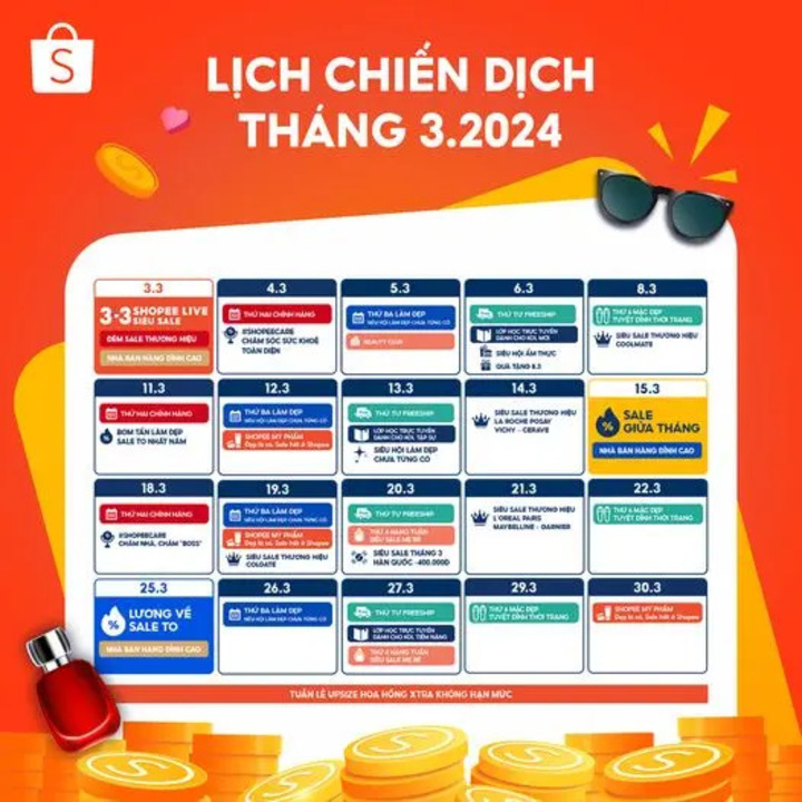 Lịch sale tháng 3