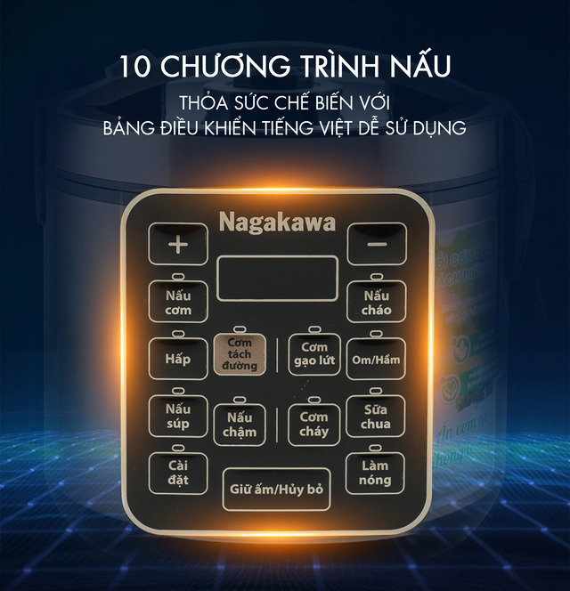 Nồi cơm tách điện trang bị 10 chương trình nấu 