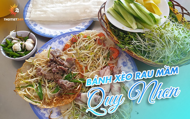 Quán bánh xèo tôm nhảy rau mầm ở Quy Nhơn